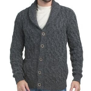 🩶🔹️PAOLO MONDO🔹️ Anthracite Made In Italy Chucky Shawl Collar Cardigan